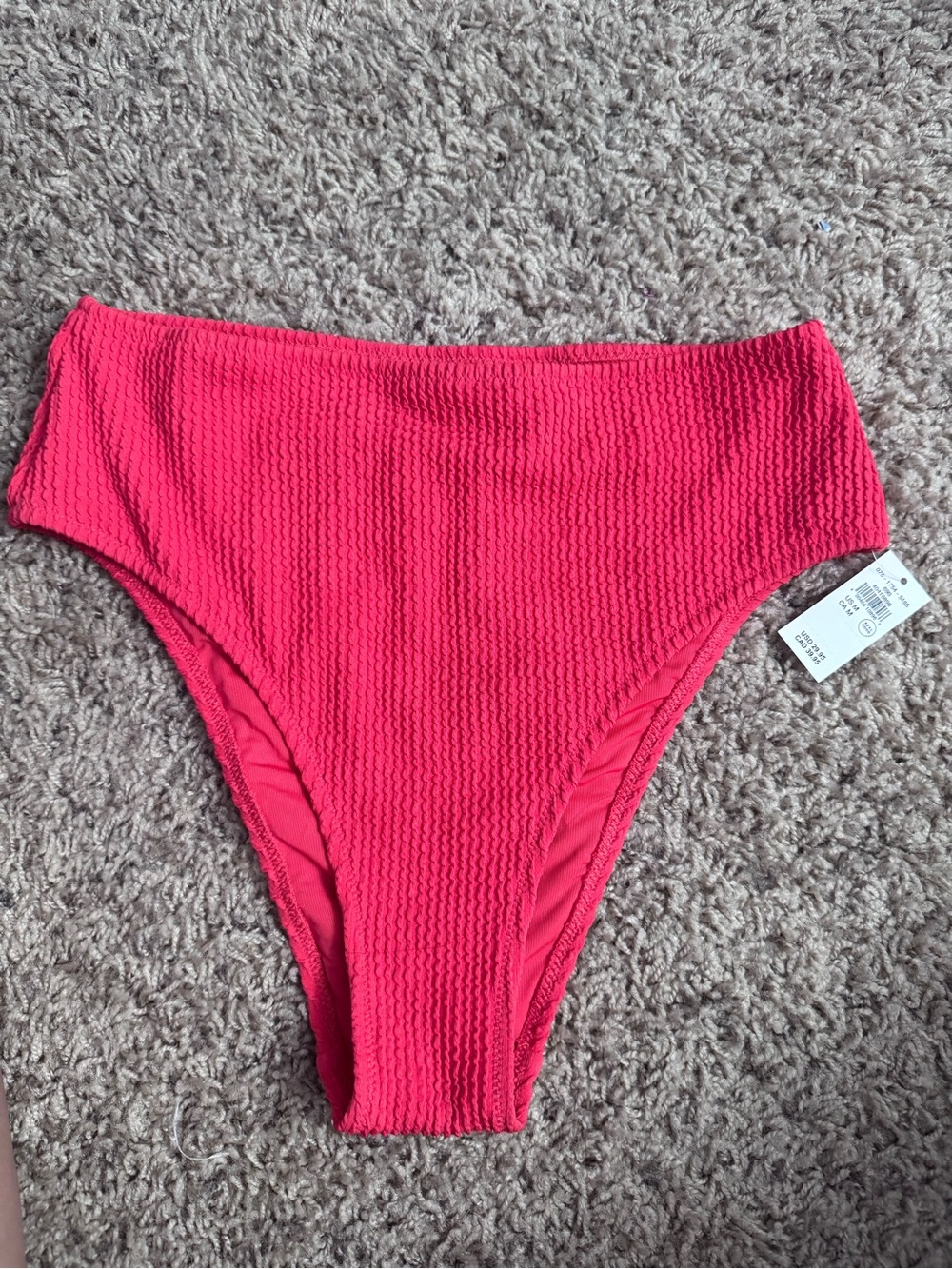 Aerie High-Waist Textured Bikini Bottom - Red